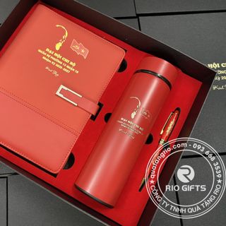 Bộ Quà Tặng Sổ Tay & Bút Ký Khắc Logo Đại Hội Đảng Bộ