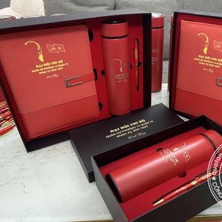 Bộ Quà Tặng Sổ Tay & Bút Ký Khắc Logo Đại Hội Đảng Bộ