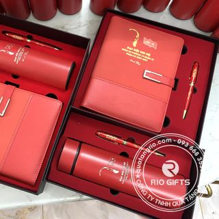 Bộ Quà Tặng Sổ Tay & Bút Ký Khắc Logo Đại Hội Đảng Bộ