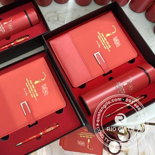 Bộ Quà Tặng Sổ Tay & Bút Ký Khắc Logo Đại Hội Đảng Bộ