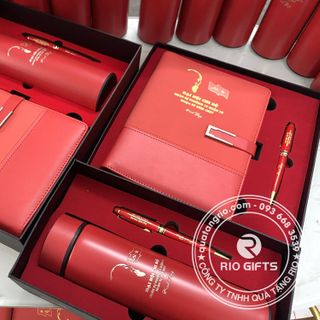 Bộ Quà Tặng Sổ Tay & Bút Ký Khắc Logo Đại Hội Đảng Bộ