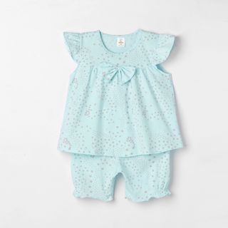 KN0014- Bộ Bông Bé Gái Kiteny Cotton Thoáng Mát - Màu xanh hình ngôi sao