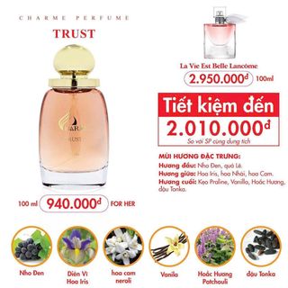 Nước Hoa Nữ Charme Trust 100ml (Phiên Bản 2024) (Full Vat)