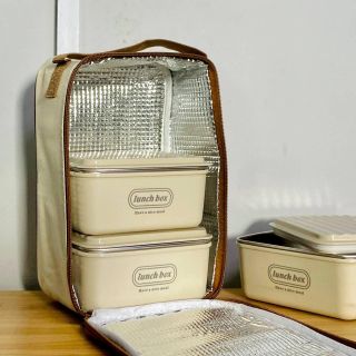 Set 3 hộp inox đựng thực phẩm kèm túi lunch box have a nice meal
