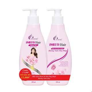 Combo Dầu Gội Kem Xả Smooth Hair Siêu Óng Mượt 250ml (Full Vat)