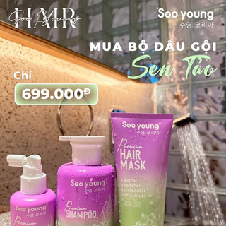 Combo Gội Xả Xịt Tóc Sen Tảo Soo Young (Full Vat)