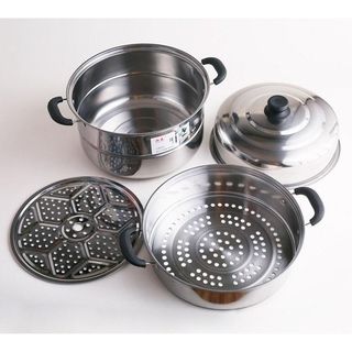 Nồi hấp 3 tầng inox 28cm (1 Vỉ)