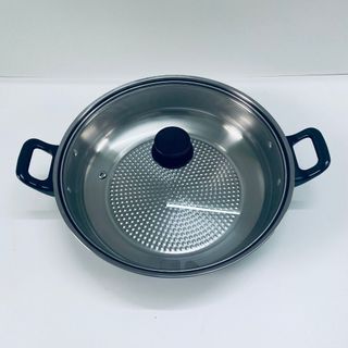 Nồi inox 28cm vung kính (hàng nặng 650g)