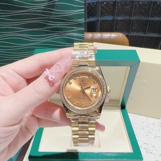 ĐỒNG HỒ NAM CAO CẤP RÔLET DÂY THÉP MẠ PVD VÀNG VIỀN ĐÁ AUTOMATIC
