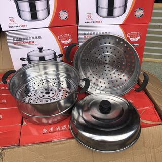 Nồi hấp 3 tầng inox 28cm multi-finction soup steamer