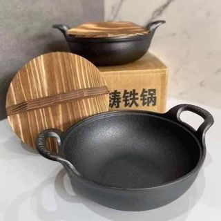 Nồi gang nắp gỗ 20cm