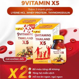 Thuốc Tăng Cân 9 vitamin Thái Lan X5 (Hộp 100 Viên) (Full Vat)