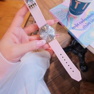 ĐỒNG HỒ NỮ CAO CẤP HUPLOT FUSHION NIỀNG ĐÁ FULL DÂY CAO SU BỌC DA HỒNG