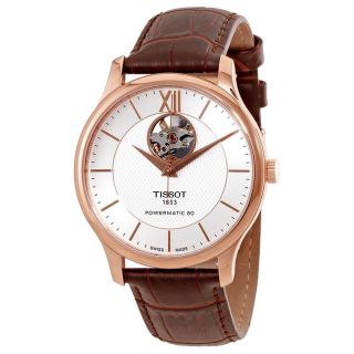 ĐỒNG HỒ NAM THỤY SĨ TIXOT DÂY DA KÍNH SAPHIRE LỘ MÁY MẶT TRẮNG VIỀN HỒNG AUTOMATIC