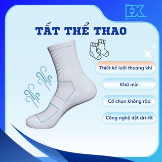 TẤT DỆT KIM CỔ TRUNG LƯỚI THOÁNG KHÍ, THIẾT KẾ 3D TẤT THỂ THAO DỆT KIM EXSPORT