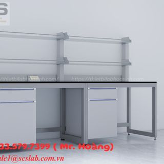 Bàn Thí Nghiệm Áp Tường 2400MM Có Kệ