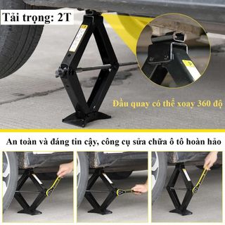 Bộ kích gầm ô tô, kích thay lốp cho xe hơi có đòn bẩy nâng gầm dễ dàng, trọng tải từ 1.5 - 3 tấn
