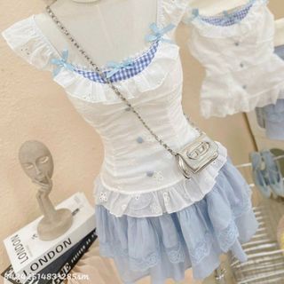 TB115 Set Đồ Nữ Áo Ren Hoa Cúp Ngực Mix Chân Váy Vân May Có Quần - Freesize 40-55kg | Set Đi Chơi, Dạo Phố,Hot Trend