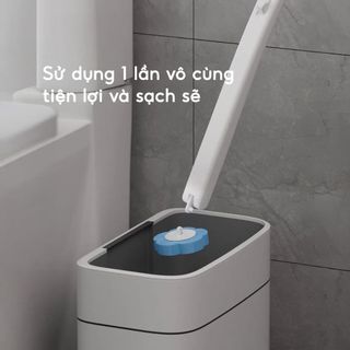 Bộ cọ vệ sinh nhà tắm dùng một lần gắn tường, cây cọ toilet xoay 360 độ