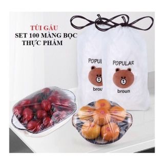 Set 100 màng bọc thực phẩm hình gấu Popular Broun