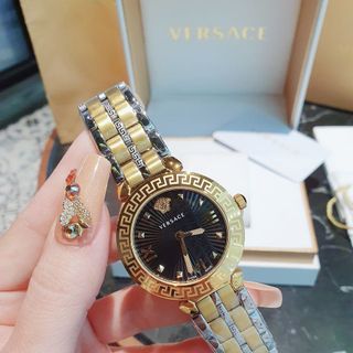 ĐỒNG HỒ NỮ CAO CẤP VERSAT DÂY THÉP MẶT ĐEN KHOÁ BƯỚM MỚI