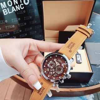 SALE BỎ MẪU ĐỒNG HỒ NAM TRUNG CẤP MONBLAN DÂY DA MẶT HOA
