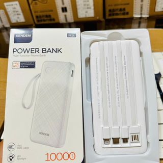 Sạc dự phòng Sendem PK66 10000mah, có đèn pin tích hợp 4 dây sạc