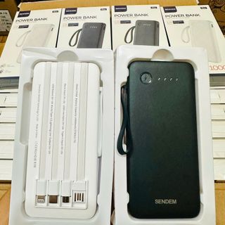 Sạc dự phòng Sendem PK66 10000mah, có đèn pin tích hợp 4 dây sạc