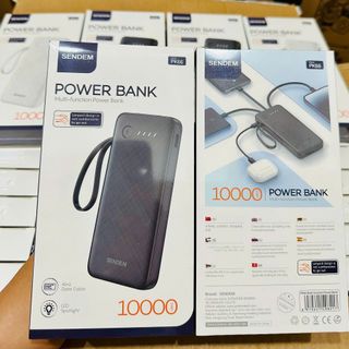 Sạc dự phòng Sendem PK66 10000mah, có đèn pin tích hợp 4 dây sạc