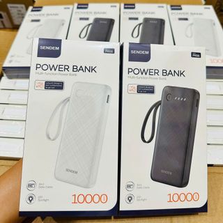 Sạc dự phòng Sendem PK66 10000mah, có đèn pin tích hợp 4 dây sạc