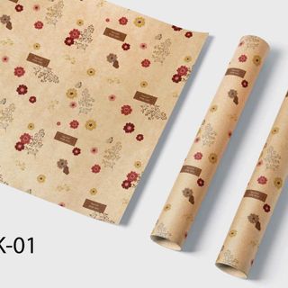XẤP 45 TỜ GIẤY GÓI QUÀ KRAFT IN 2 MẶT, mỗi xấp 1 hình không mix