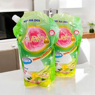 1 thùng 8 Túi Nước rửa chén Pariz 1,6kg/túi- sạch bóng thơm lâu-an toàn cho da tay