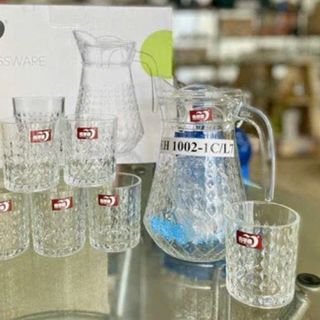 BỘ BÌNH THỦY TINH KÈM 6 LY DELI EH1002- 1CL7