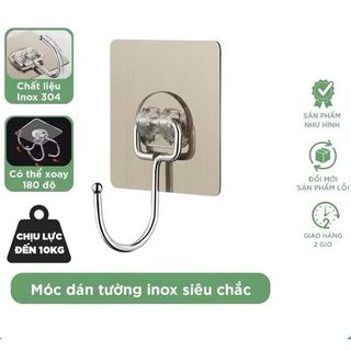 Móc dán tường inox siêu dính chịu lực - màu bạc ( khuy dài )