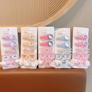 VĨ 5 KẸP TÓC CỘT TÓC MẮT KÍNH KITTY
