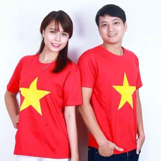 Áo thun in Cờ Đỏ Sao Vàng cổ tròn nam nữ thời trang