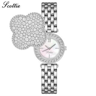 ĐỒNG HỒ NỮ CHÍNH HÃNG SCOTTIE DÂY INOX MẶT HỘT MỞ FULLBOX