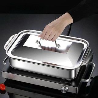 KHAY INOX NẤU ĂN CÓ NẮP TIỆN LỢI
