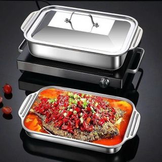 KHAY INOX NẤU ĂN CÓ NẮP TIỆN LỢI