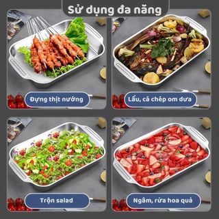 KHAY INOX NẤU ĂN CÓ NẮP TIỆN LỢI