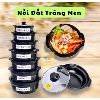 Nồi đất 8 inch dùng kho cá, nấu mì cay, nồi đất tráng men