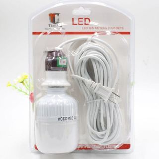 Đèn LED trắng kèm dây 20W (Vỉ) Bóng đèn trụ Buld 20W