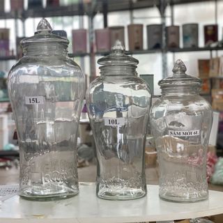 Bình Ngâm Rượu Sâm Hoa Văn Chân Mây Thủy Tinh Có Van & Không Van