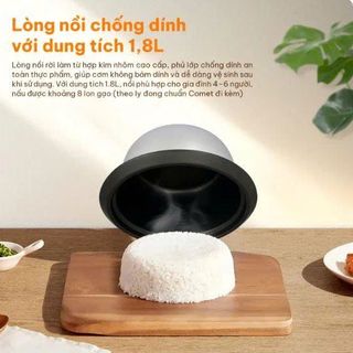 NỒI CƠM ĐIỆN NẮP RỜI 1,8L COMET CM8035
