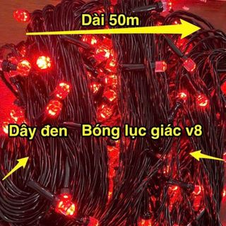 DÂY ĐÈN CHỚP LỤC GIÁC 50M MÀU ĐỎ