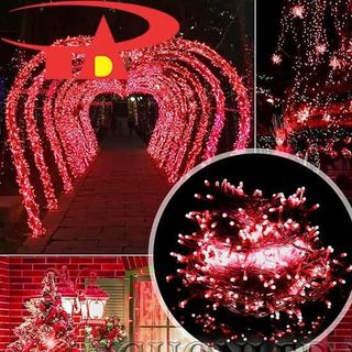 DÂY ĐÈN CHỚP LỤC GIÁC 50M MÀU ĐỎ