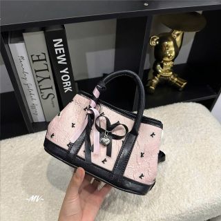 Túi xách nữ đeo chéo da nhăn đính nơ tiểu thư sz 19 nhỏ xinh vừa điện thoại