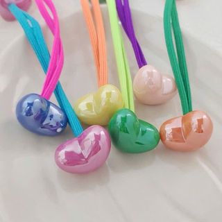 Dây buộc tóc đôi hạt trái tim nhựa xinh xắn