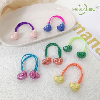 Dây buộc tóc đôi hạt trái tim nhựa xinh xắn
