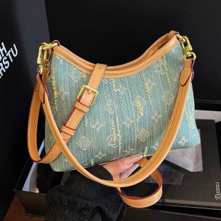 Set túi ví vải jeans xước đeo vai đeo chéo sz25cm